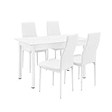 Set de comedor con mesa con 4 sillas tapizadas