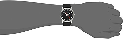 Mondaine Men's Quartz Watch with Black Dial Analogue Display and Black Leather Strap A6383035014SBB