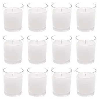 Floryn Decor Votive Glass Candles | Smokeless | Burning Time- 10 Hours | Unscented (Pack of 12)