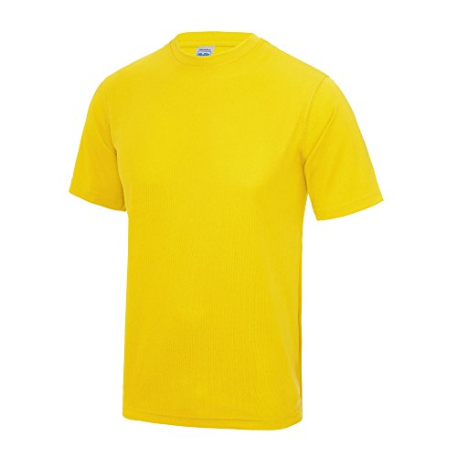 Just Cool - Camiseta deportiva transpirable tecnología Neoteric? de manga corta para hombre - Running/Gym/Deporte - Variedad 30 colores (Pequeña (S)/Amarillo amanecer)