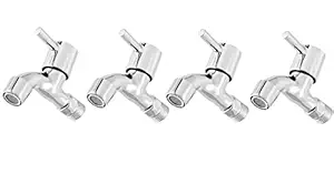 Torofy Stainless Steel Turbo Bib Cock Bathroom Kitchen Tap Foam Flow with Wall Flange (Pack of 4)