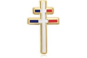 BOBIJOO Jewelry - Pins croix de Lorraine Bleu Blanc Rouge France 20mm Or