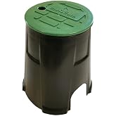 RIEGOPRO Small Circular Irrigation Box for Burial with 2 Outlets. Base &Oslash; 22 cm - Lid &Oslash; 16 cm - Height 24 cm. Snap on lid. Rob