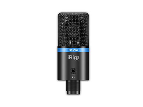IK Multimedia iRig Mic Studio Microfono a condensatore con diaframma largo per Android, iPhone, iPad, Mac e PC, Nero