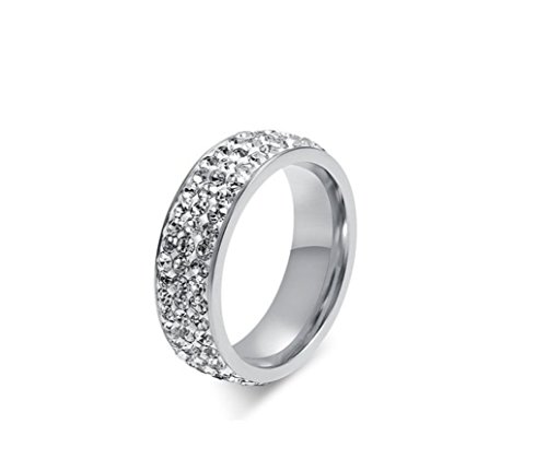 Schmuck Damen Ringe Ring 3 Reihe Österreich Kristall Frauen Ringe Für Hockzeit Verlobung Party (Innendurchmesser-20mm, Silber)