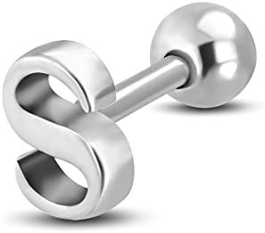 Stainless Steel Alphabet Initial/Letter S Tragus/ Cartilage Barbell Stud Earring