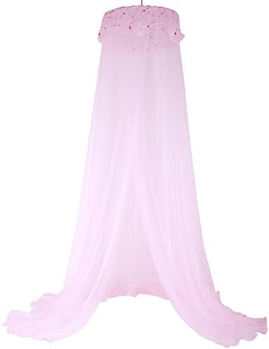 Princess Lace and Net Round Bed Canopy 23.62 by 120-Inch (pink)