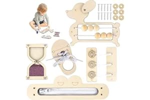 Mineup Tablero Montessori Accesorio, 5 Piezas Montessori Busy Board Accesorios, Tableros de Actividades sensoriales de Madera para niñas de 1 a 6 años