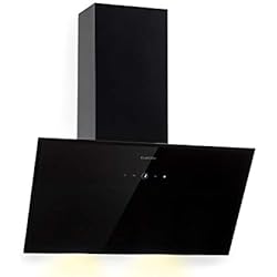 Klarstein Laurel 60 - Hotte aspirante murale, 60 cm, 350 m³/h d'air évacué, LED Touch, 64 dB, Filtre à graisse en aluminium pour mode recyclage, noir