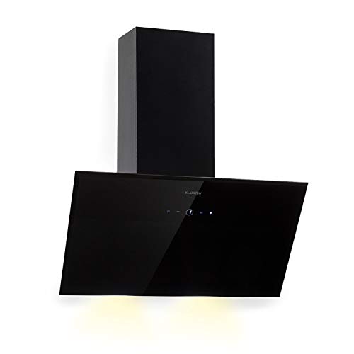 Klarstein Laurel 60 - Hotte aspirante murale, 60 cm, 350 m³/h d'air évacué, LED Touch, 64 dB, Filtre à graisse en aluminium pour mode recyclage, noir