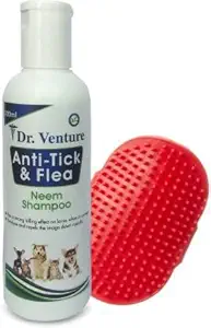 Dr Venture Anti-Tick and Flea Allergy Relief, Anti-itching Lemongrass Dog Shampoo for dogs and cat 200 ml + Bathing and Grooming Hand Brush Flea and Tick, Allergy Relief, Anti-itching Lemongrass Dog Shampoo