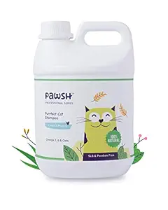 Pawsh || Natural Purrfect Cat Shampoo - 1800ML || SLS & Paraben Free || Prevents Shedding, Provides Healthy & Shiny Coat || Enriched with Omega 3 & 6 || for All Breeds