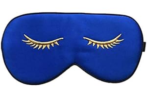 TOWNSSILK Antifaz para dormir de seda con correa ajustable, cómodo y supersuave (azul regio estampado)4