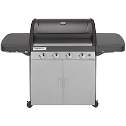 Campingaz Barbecue à gaz Class 4 L Plus, 4 brûleurs, Puissance 12.8kW, Système de nettoyage facile InstaClean, Grille et plancha en fonte double émaillage, 2 tablettes latérales