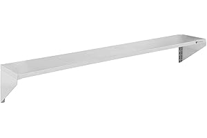 Royal Catering Étagère Murale Rangement Cuisine 2 Plateaux RCTR-180 (180 cm de Long, éléments pour Montage Mural, Design Moderne, INOX)