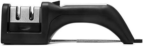 Knife Sharpener,2 in 1 Stage Black Diamond Knife Sharpening Tools for Straight and Serrated Knives,Professional Manual Knife Sharpeners with Coarse and Fine Sharpening System for Kitchen