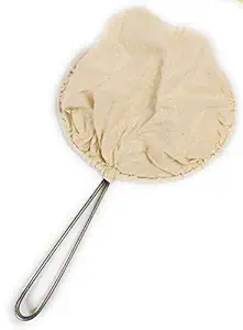 90 Degree Manjarpat Cloth Water Filter Strainer Hand Stitched Removable Mesh SS Handle Dia 8