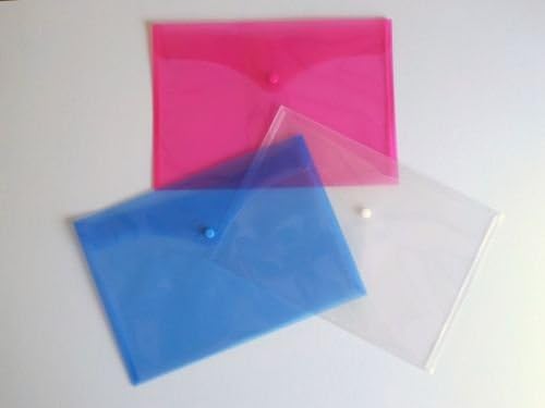 Foolscap A4 Document Filing Wallets Plastic Folders Files - Blue (Pack of 10)