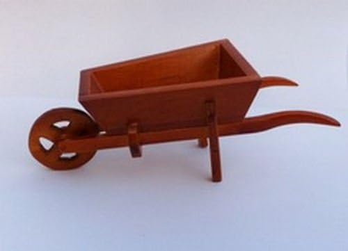 MINIATURE WOODEN WHEEL BARROW HOBBIT/FAIRY GARDEN ACCESSORY