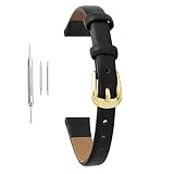 XINXI Home Uhrenarmband Leder Original Uhr Lederarmband Ersatzarmband (Color : Black Gold, Size : 8mm)