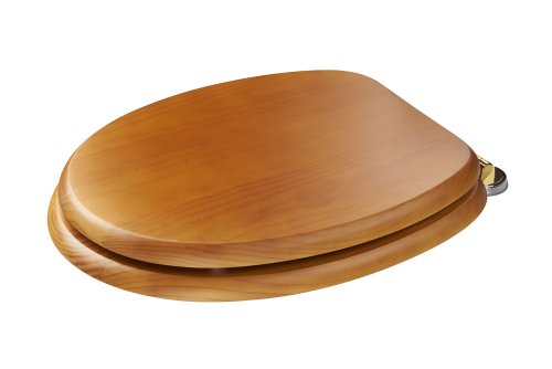 Preisvergleich Produktbild Croydex Douglas Toilettensitz, antiker Kiefer-Effekt, Messing-Griffe