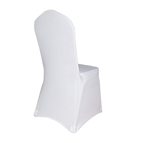 Stuhlhusse Stretch Universal Stuhlüberzug Stuhlbezug weiss (Flach) - 6