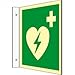 Produktbild Fahnenschild Automatisierter externer Defibrillator (AED) HIGHLIGHT PVC 20 x 20cm mit 2 Bohrungen à 3 mm Ø Leuchtdichte: HIGHLIGHT 48 mcd/m² gemäß ISO 7010, E010