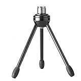  Neewer Soporte trípode de micrófono de mesa escritorio plegable con patas antideslizantes, construcción duradera de hierro con rosca de montaje 3/8\" y 5/8\", negro