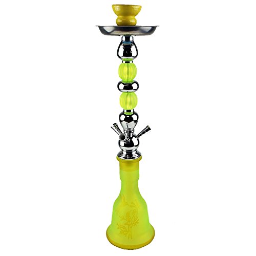 BAYLI – Shisha Set, Hookah, Orientalische Wasserpfeife mit 3 Schläuchen inklusive Zange, Tonkopf Shisha Höhe- ca. 56cm Nargile Hookah mit Tonkopf und Zange + Alufolie + 10 x Mundstück FN-2 - 2