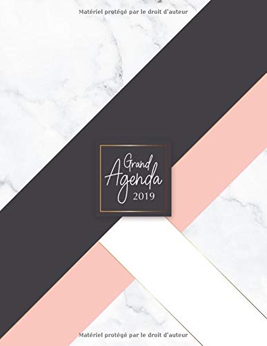 Download Grand Agenda 2019: Agenda de Janvier à Décembre 2019, Semainier grand format 21x28cm, Semainier simple & graphique, idéal prise de rendez-vous, marbre, rose & noir