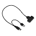 Produktbild LouiseEvel215 Hochleistungs Schwarzlicht Pin Kabel Adapter USB 2.0 auf SATA 7 + 15 Pin 22 auf 2,5"Festplattenlaufwerk Mit USB Stromkabel