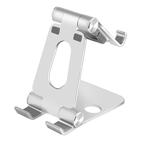 Preisvergleich Produktbild Tablet-Stand, Telefonständer, Innens 2-in-1, verstellbar, faltbar, Aluminiumlegierung, Tischhalterung für neues iPad / iPad Mini / iPhone, kompatibel mit iWatch Ladestation, Galaxy Tab, andere