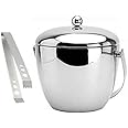 Apple Shape Mirror Finish Ice Bucket Double Wall Insulated Stainless Steel Ice Box with Tong - 1.8L Mirror Finish - Ideal for Home Bar Accessories - Perfect Ice Cube Box for Ice Bucket