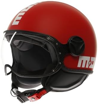 MOMODESIGN - FGTR CLASSIC E2206, Casco Moto Jet, Casco Jet Omologato ECE, Casco Jet Aperto Scooter, Uomo e Donna, Leggero con Visiera, Rosso/bianco opaco, XS