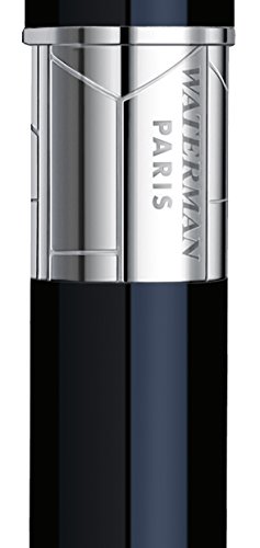 Waterman Perspective - Pluma estilográfica en caja de regalo (plumín de punta fina de acero inoxidable), acabado en cromo lacado con detalles chapados en níquel paladio, color negro