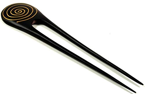 Pelo aguja de madera, para peinarla, curvada