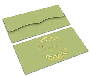 Brown Cloud Customized Gold FOIL on Velvet Finish Shagun/Money/Gift Envelope/Cover/Lifafa for All Occasions with Personalized Text Message/Name/Photo (SE VLVT FOIL Green 003) (Pack of 10)