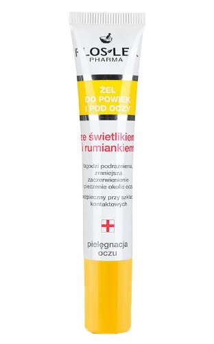 EYEBRIGHT Lid & under eye gel with eyebright and camomile 15ml TUBA, FLOS-LEK, anti-puffiness effect, reduces redness
