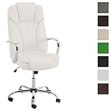 CLP XXL Fauteuil De Chef XANTHOS en Similicuir I Siège De Bureau avec Dossier Haut Et Accoudoirs sur Piètement en Métal Et 5 roulettes Blanc