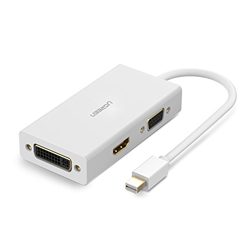 UGREEN Mini Displayport Adapter Mini DP auf HDMI DVI VGA Adapter Konverter Kabel 4K HDTV für Apple MacBook, MacBook Air, MacBook Pro, iMac, Mac mini, Microsoft Surface Pro 1 2 3, Lenovo Thinkpad X1/ Carbon/ Touch/ Helix usw Weiß