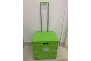 LEISURE DIRECT ® HEAVY DUTY EXTRA LARGE SHOPPING GROCERY FOLDING FOLDABLE CAR BOOT CART CRATE BOX TROLLEY FOR TEACHERS COLLEGE BOOKS FOLDERS 35KG CAPACITY FOLDS FLAT + LID (Lime Green + Lid 35kg)