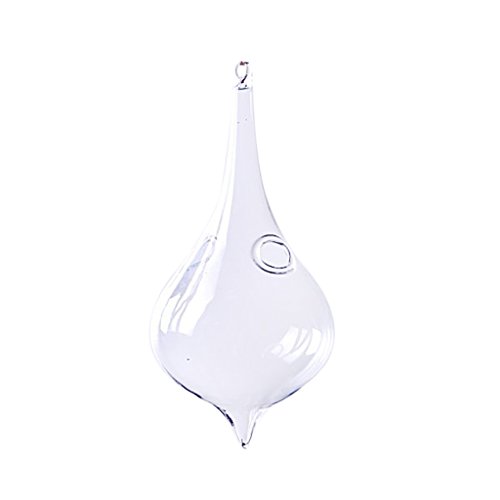 MagiDeal Hanging Waterdrop Shape Glass Plants Flower Vase Hydroponic Container Party Home Decor