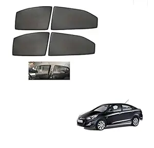 Kozdiko Premium Custom Fit Car Sun Shades Fix Curtains Non Magnetic Mesh Compatible for Hyundai Verna Fluidic