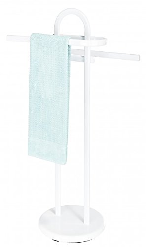 WENKO Handtuchhalter Ovalo - weiß - Ständer für 2 Handtücher - Bad Ablage für Kleidung oder Handtücher - Handtuchständer - Handtuchstange - Kleiderständer