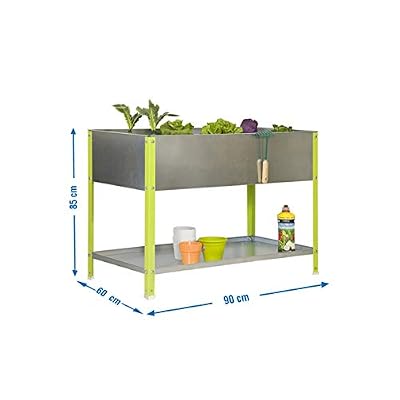 Simonrack Simon Rack - Jardinière galva/vert 140L avec étagère - UrbanGarden Top 850x900x600 Galva