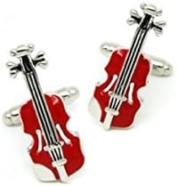 Holmes of London Novelty Red Violin Fiddle Musical Instrument Cufflinks Mens Silver Shirt Wedding With Free Gift Box