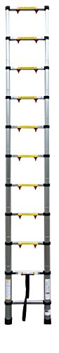 Grafner® Qualitäts Aluminium Teleskopleiter 3,8m mit Klemmschutz 1-Klick-Automatiksystem Anlegeleiter Teleskop Leiter Sprossenleiter Schiebeleiter 380 - 3