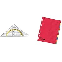 Westcott E-10132 00 Geodreieck Kunststoff bruchsicher, 14 cm, transparent & Falken Karton-Register für DIN A4 24 x 29,7…