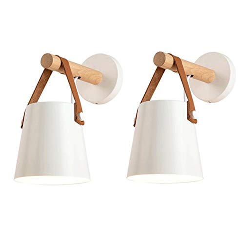 WODE Parete a 2 Luci Semplici, Appliques 2pcs, Lanterna Parete Moderni con Forma Iron Belt per Soggiorno Camera da Letto Bagno Corridoio,White-2 PCS