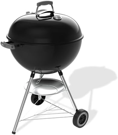 Weber Original Kettle Barbecue a Carbone/griglia 57 cm, Coperchio e braciere smaltati in Porcellana, Sistema One-Touch, termometro, treppiede con Ruote, Nero